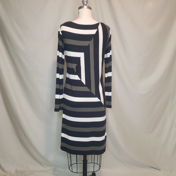 Denham Geometric Striped Dress, Size Small - Picture 5 of 9